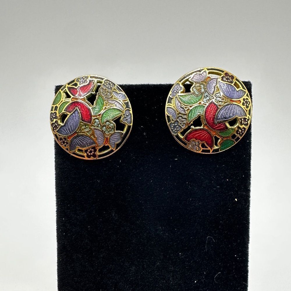 Vintage butterfly cloisonne post stud earrings!
